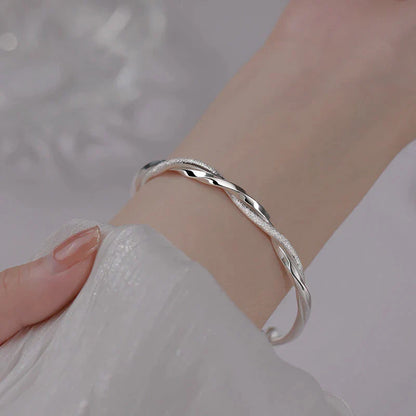 Classic Woven Silver Bangle | Simple Braided Style - Halri