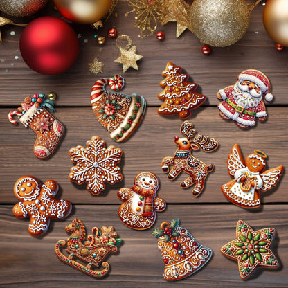 Traditional Wood Christmas Tree Decorations (12 Pack)