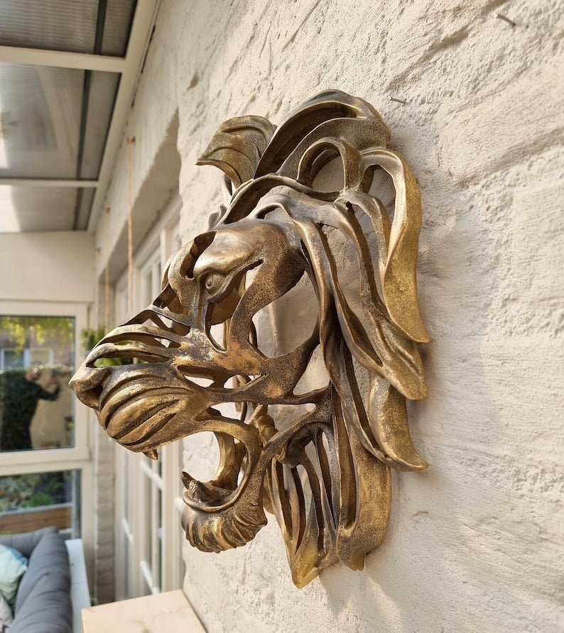 Big Lion Head Wall Art Decor Sculpture - Halri