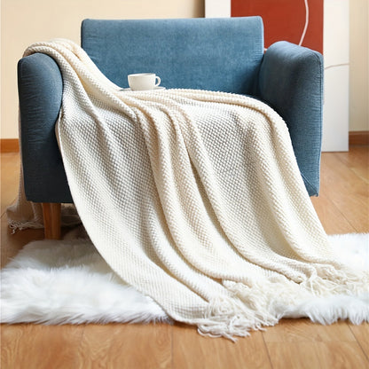 Soft Plush Throw Blanket with Tassels