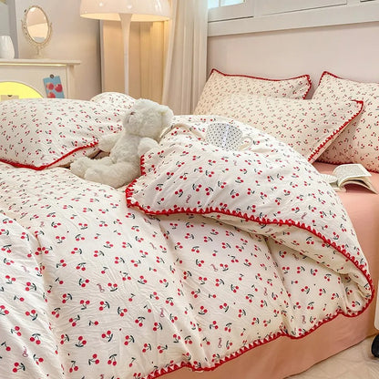 Beautiful Floral 4 Piece Bedding Set Duvet Cover