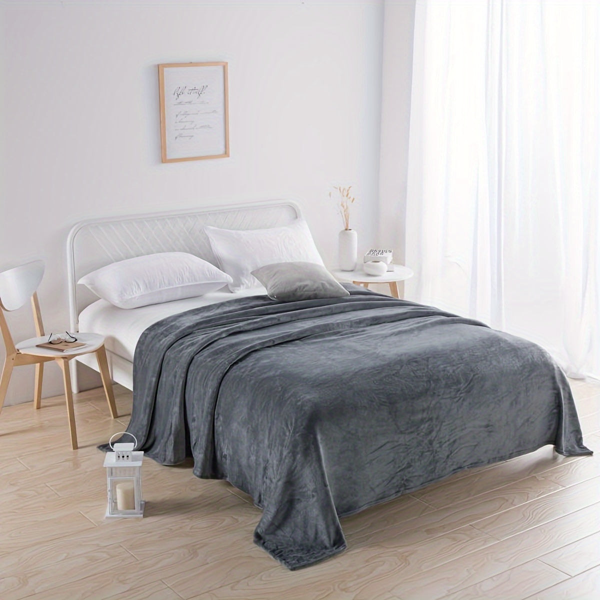 Soft Gray Plush Throw Blanket - Halri