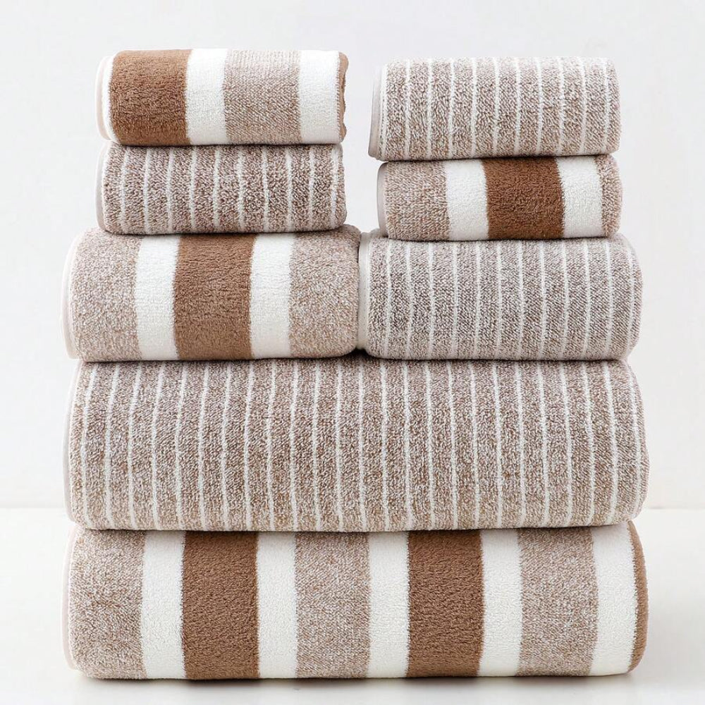 Ultra Soft 8-Piece Bath Towel Set in Coral Fleece - Halri