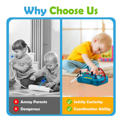 8-in-1 Montessori Busy Board Toy, Ages 3+, Multiple LED Light Switches, Non-toxic