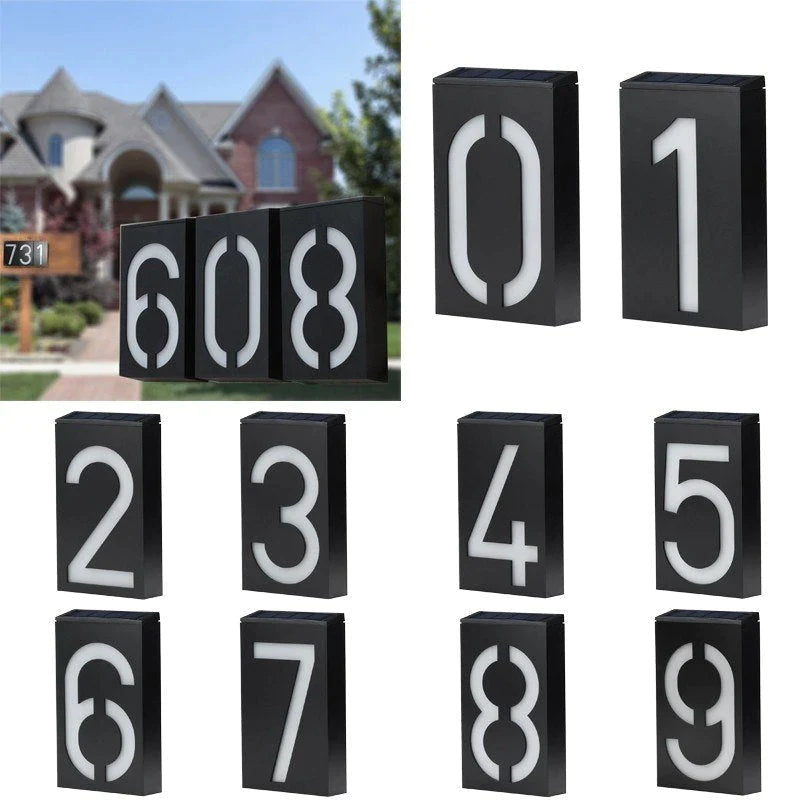 Solar Powered Outdoor House Number Sign