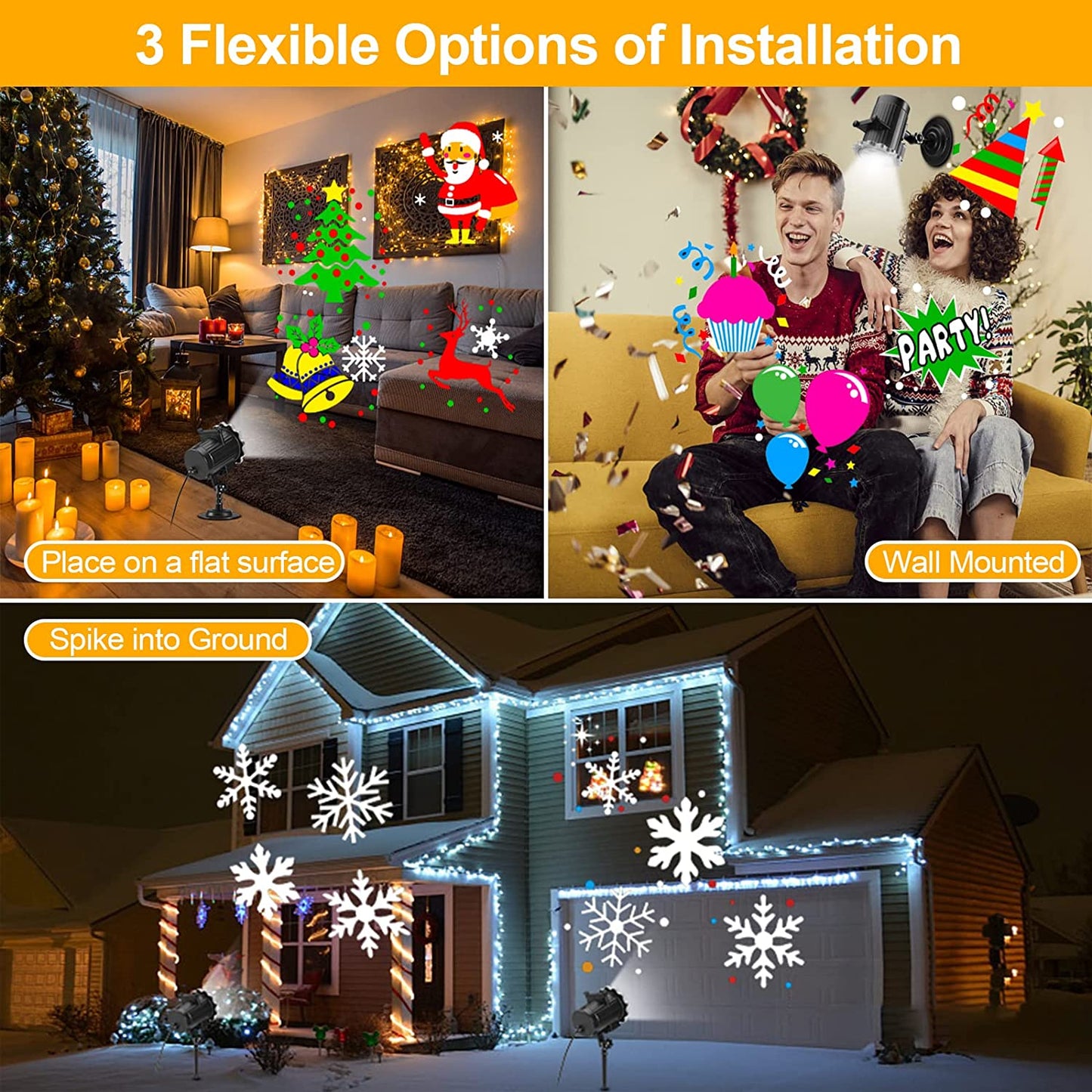 Colorful Laser Holiday Light Projector Indoor Outdoor Use