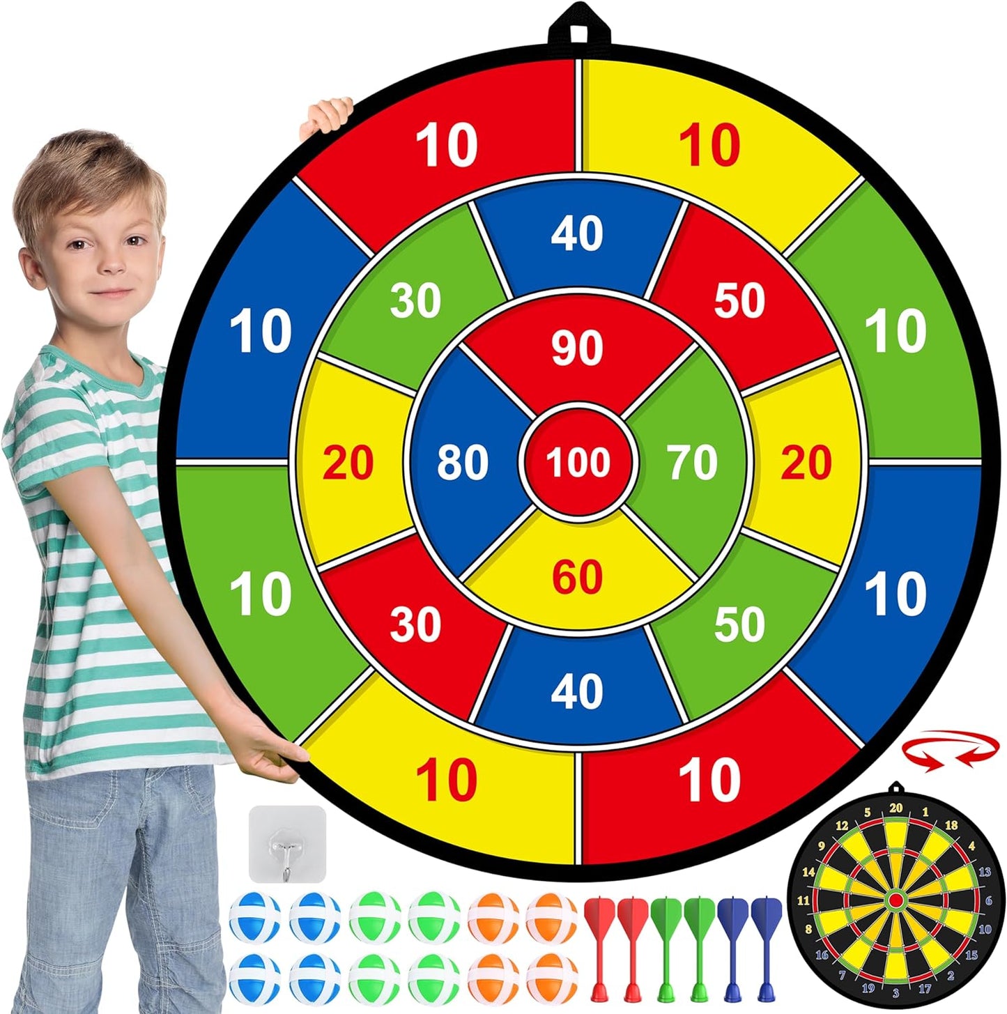 Fun Family Dartboard with Bright Colored Darts - Halri
