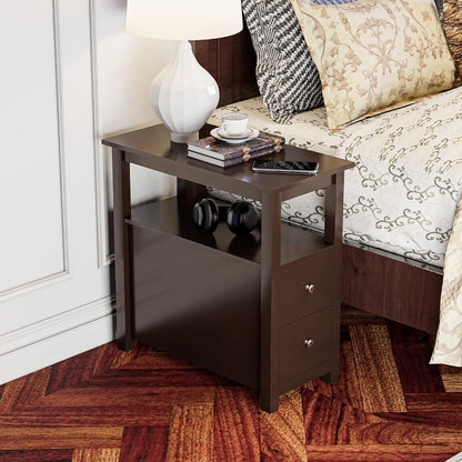 Compact Wooden Storage Side Table