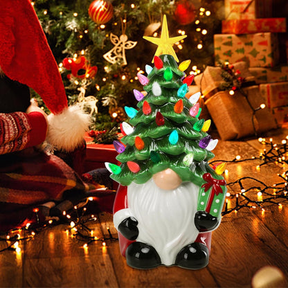 Colorful Ceramic Holiday Tree, Mini Pre Lit Xmas Tree