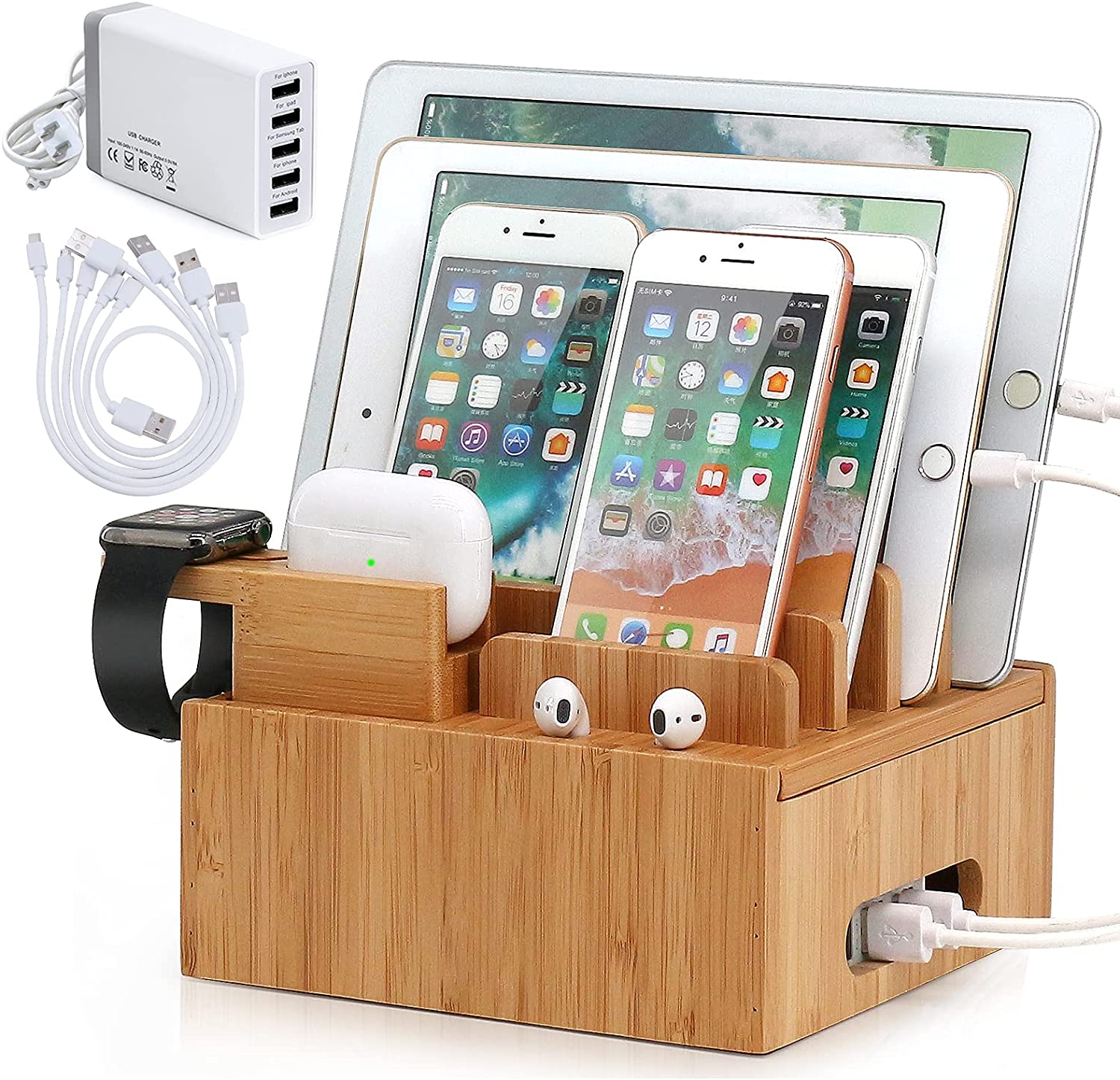 Natural Bamboo Multi Device Charging Hub - Halri