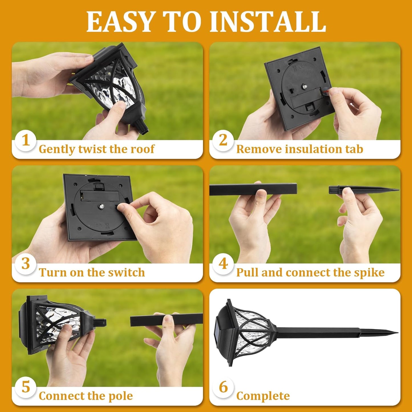 Bright Solar Powered Garden Path Lights Outdoor 6 Pack