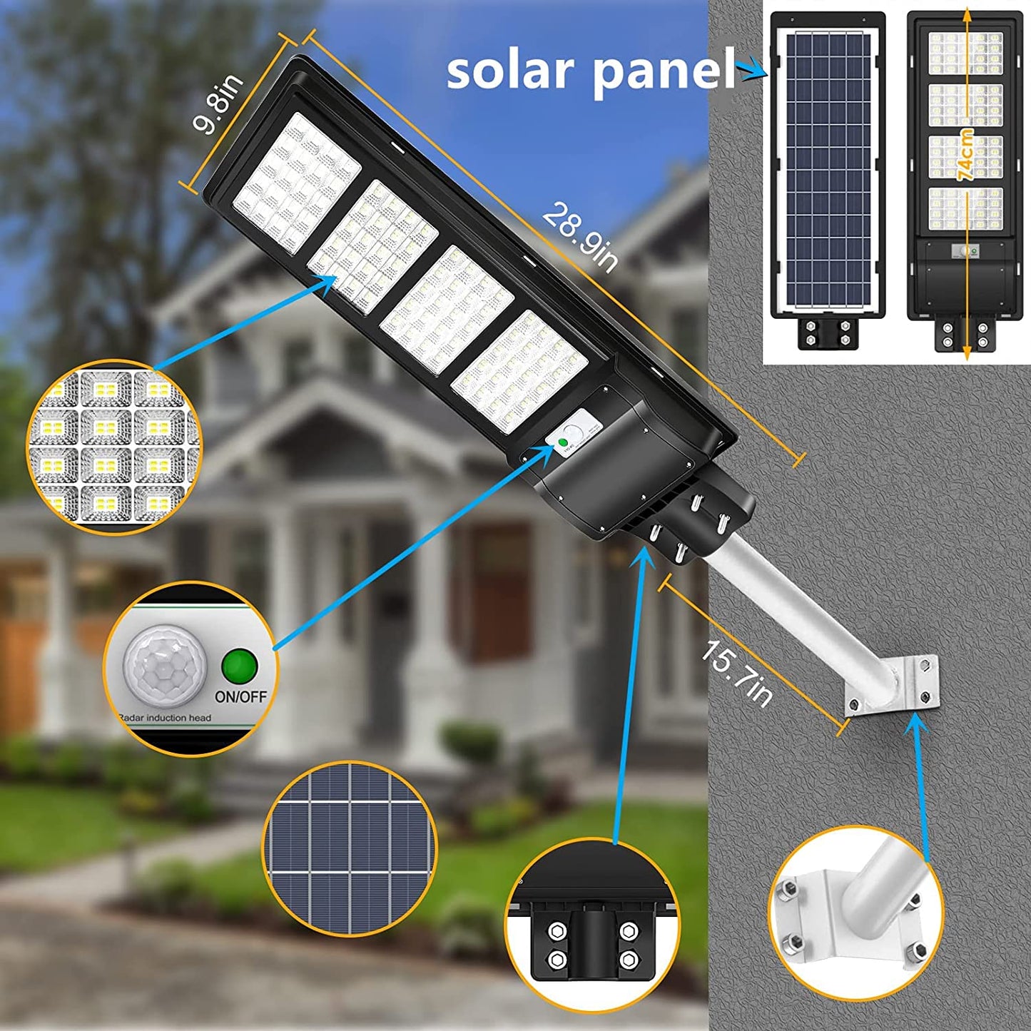 Bright 90W Outdoor Solar Lamp (9000LM)
