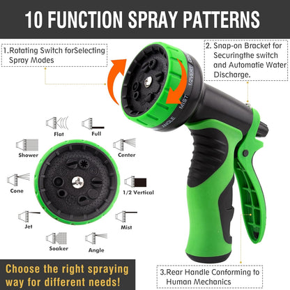 Flexible Water Hose With 10 Spray Settings Nozzle