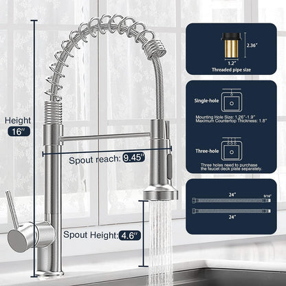 Stainless Steel Kitchen Faucet With Pull-Out Spray Head