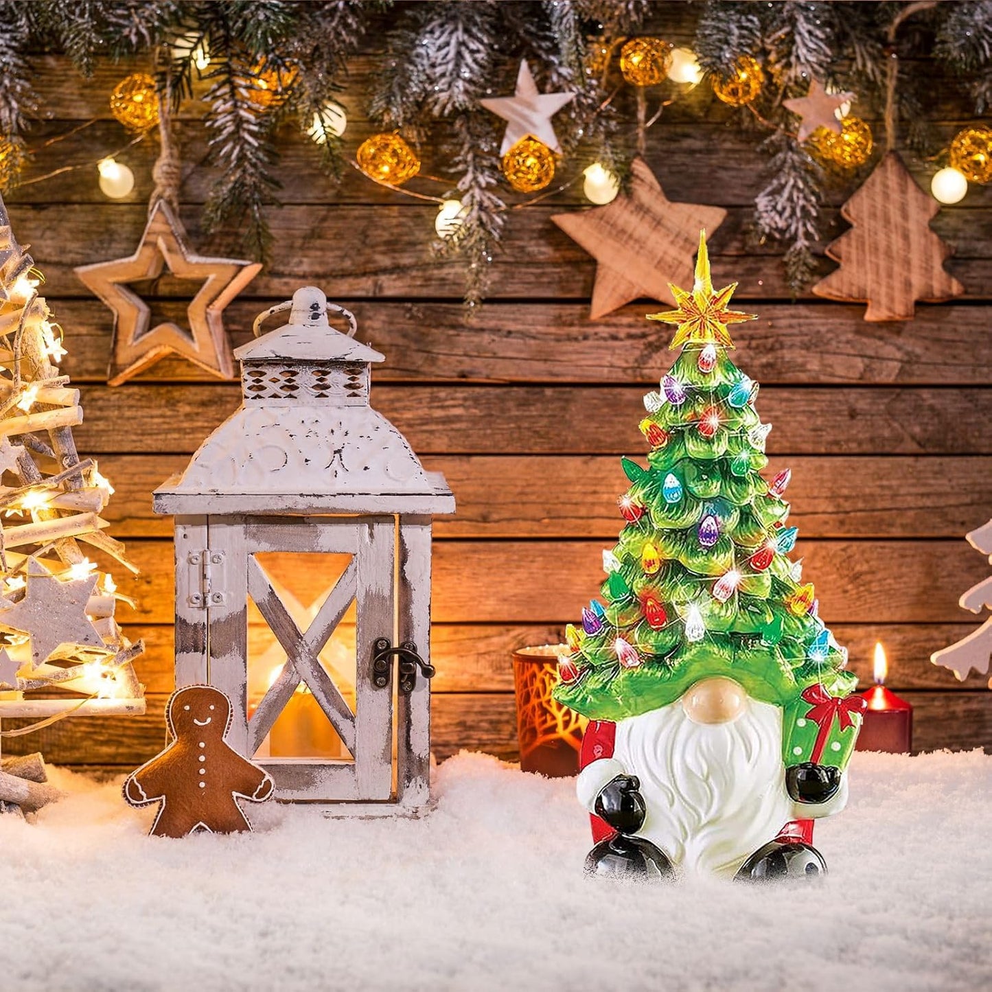 Colorful Ceramic Holiday Tree, Mini Pre Lit Xmas Tree