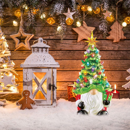Colorful Ceramic Holiday Tree, Mini Pre Lit Xmas Tree