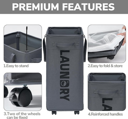 Portable Folding Extra Large Laundry Cart on Wheels