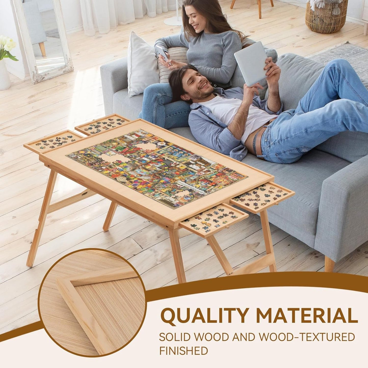 Space Saving Puzzle Desk with Storage
