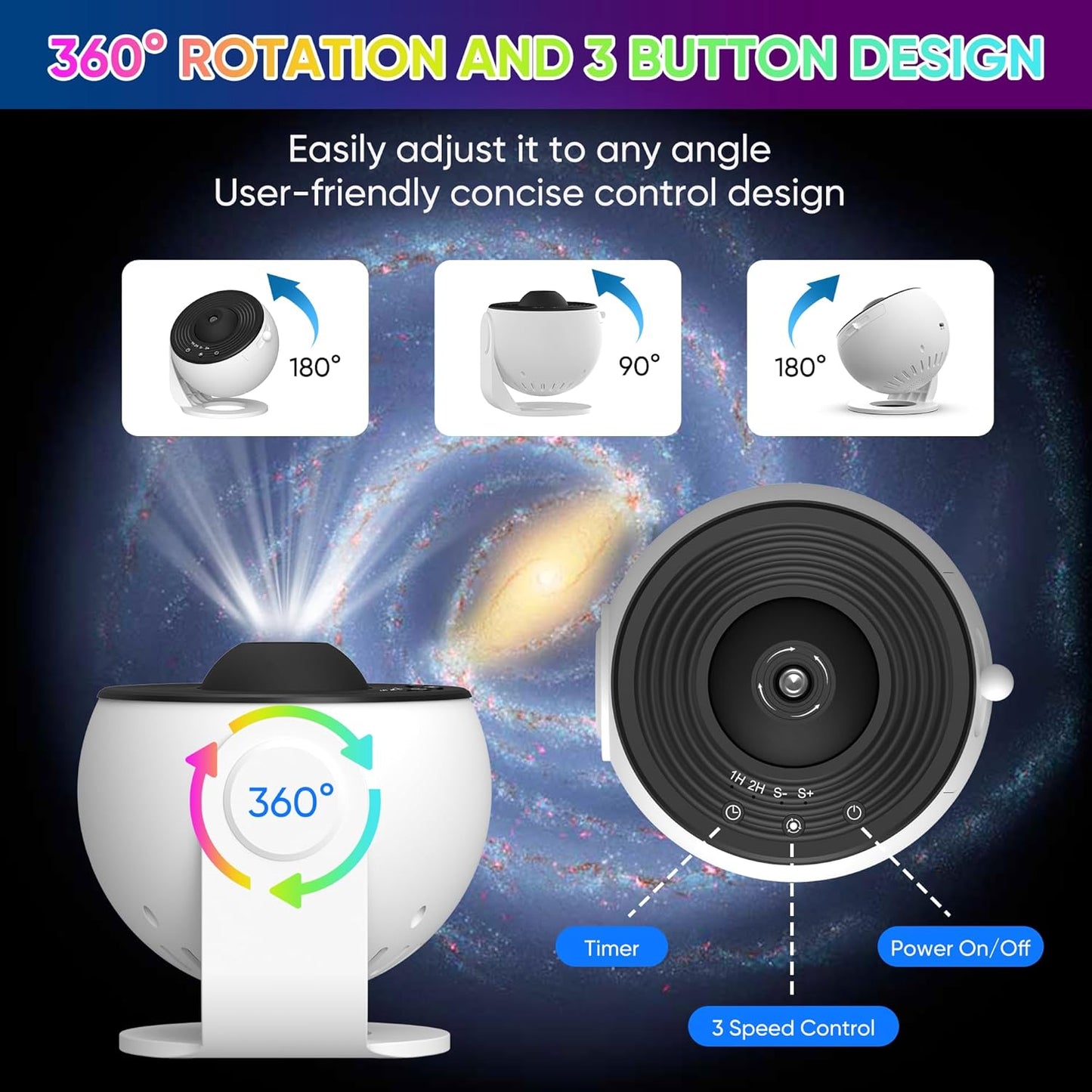 Colorful Night Sky Projector 360 Degree Lighting Effect