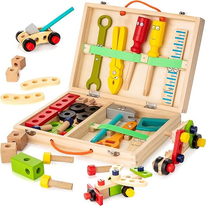 Kids Wooden Toy Toolbox Set - Halri