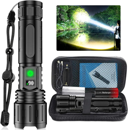 Bright LED Flashlight High Power Fast Charge - Halri