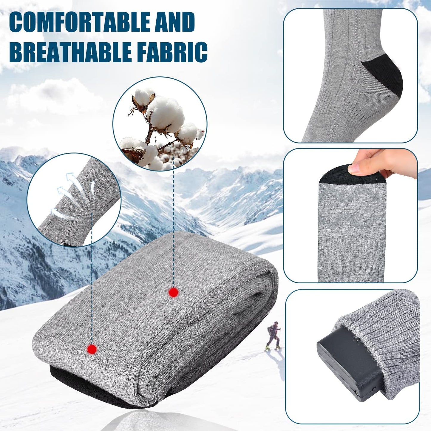 Warm Thermal Rechargeable Heat Socks for Men Women