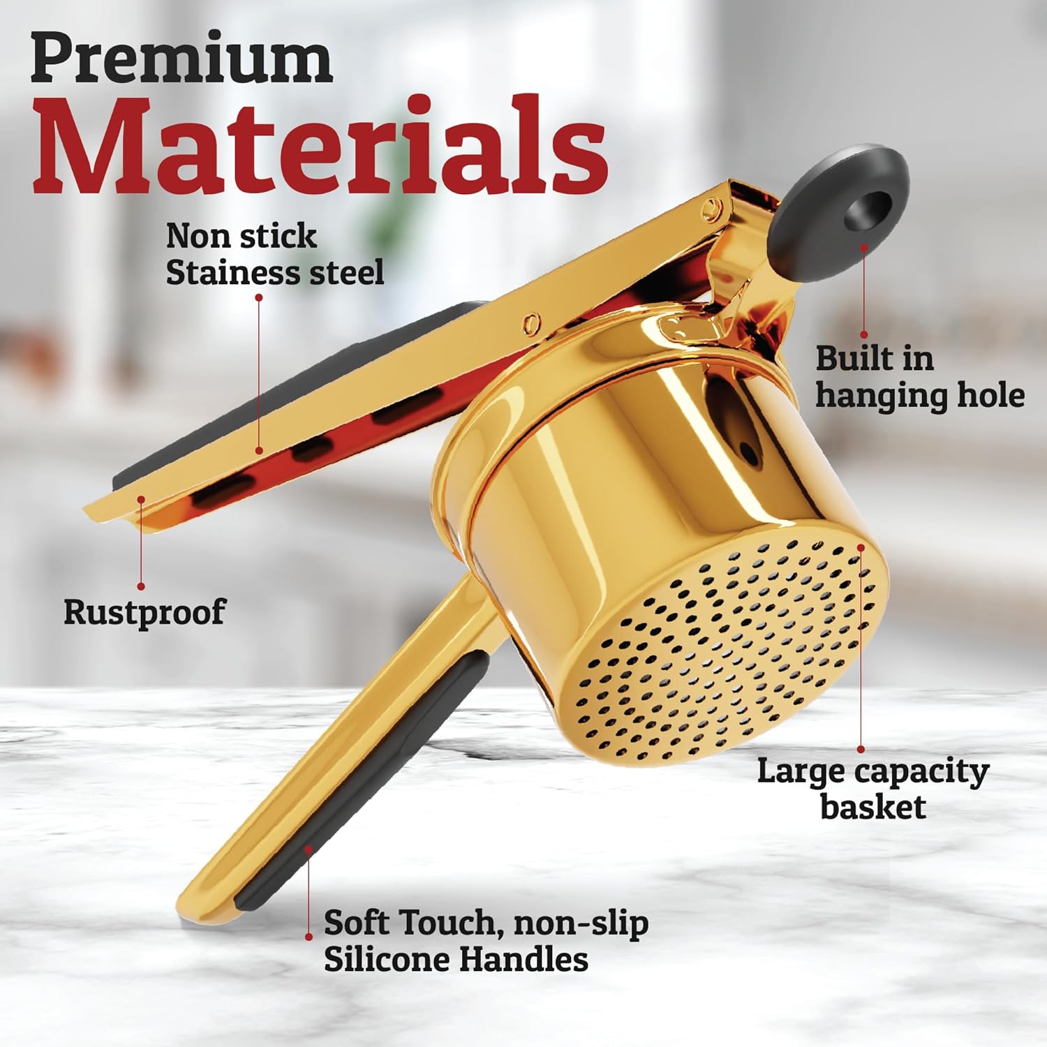 Heavy Duty Stainless Steel Potato Masher 15oz - Halri