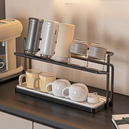 Compact 2-Tier Metal Dish Rack with Tray - Halri