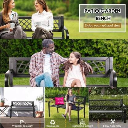 Comfortable Outdoor Bench with Backrest for Patio