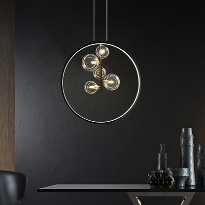 Sleek Black Glass Globe Pendant Lamp