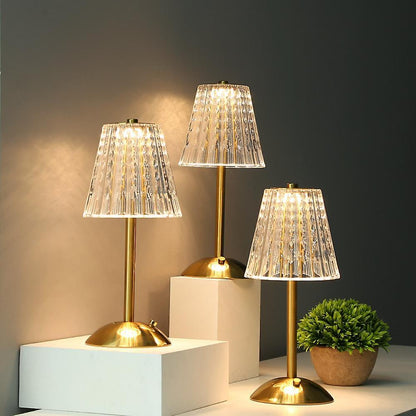 Luxury Glass Table Lamp with Sparkling Crystal Shade