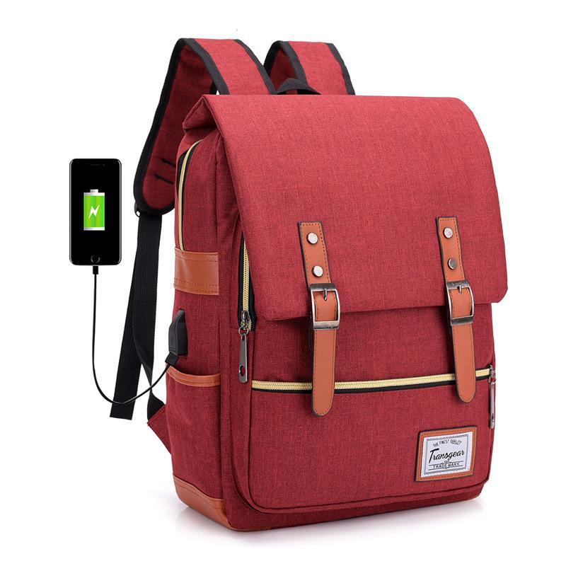 Classic Student Backpack USB Charging Bag