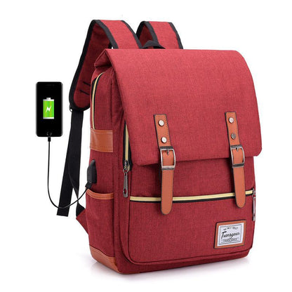 Classic Student Backpack USB Charging Bag