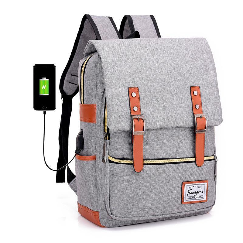 Classic Student Backpack USB Charging Bag