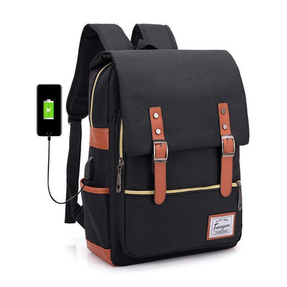 Classic Student Backpack USB Charging Bag