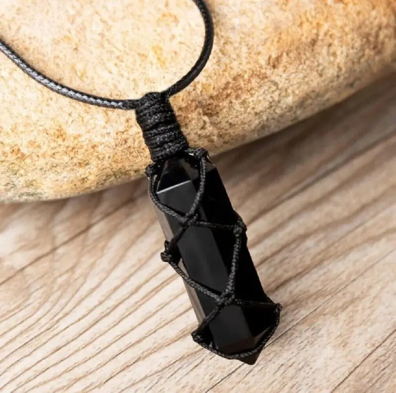 Strong Black Obsidian Gemstone Necklace