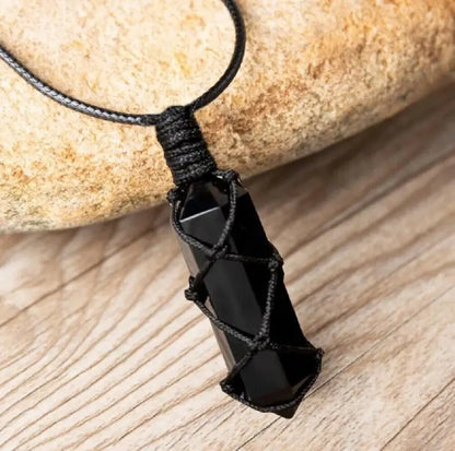 Strong Black Obsidian Gemstone Necklace
