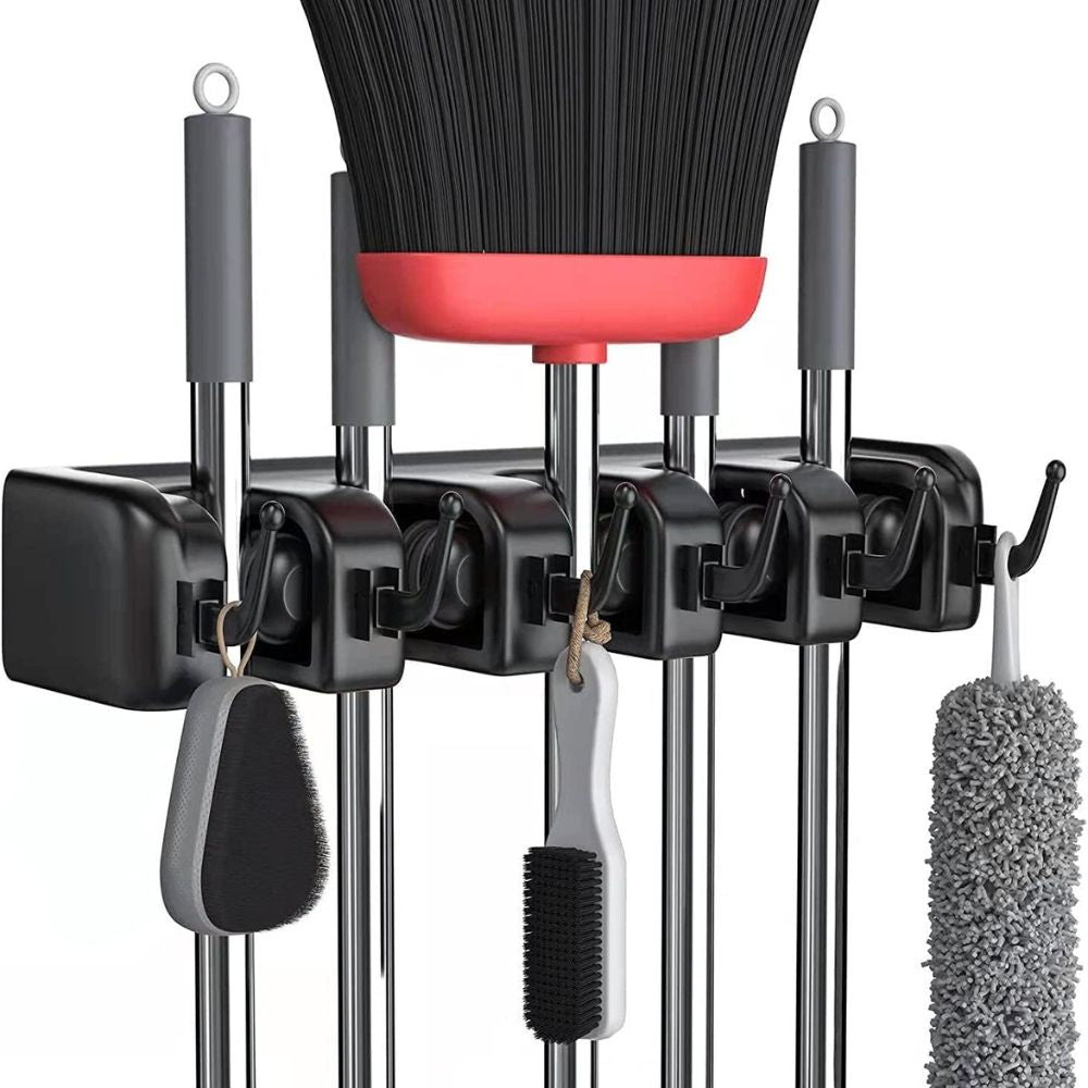 Space Saving Broom and Mop Storage Rack - Halri