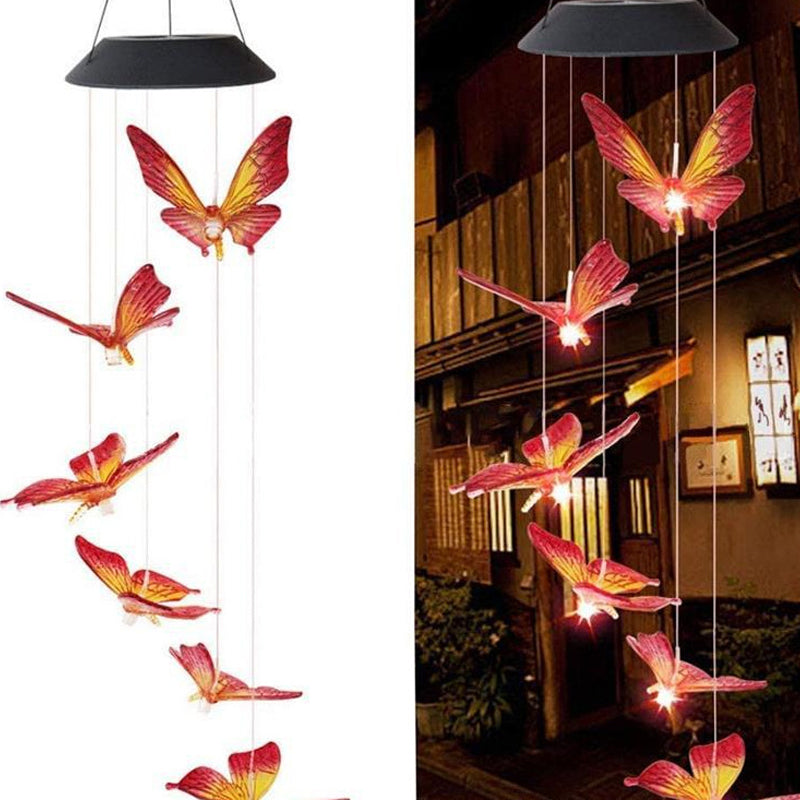 Solar Powered Glass Butterfly Lamp