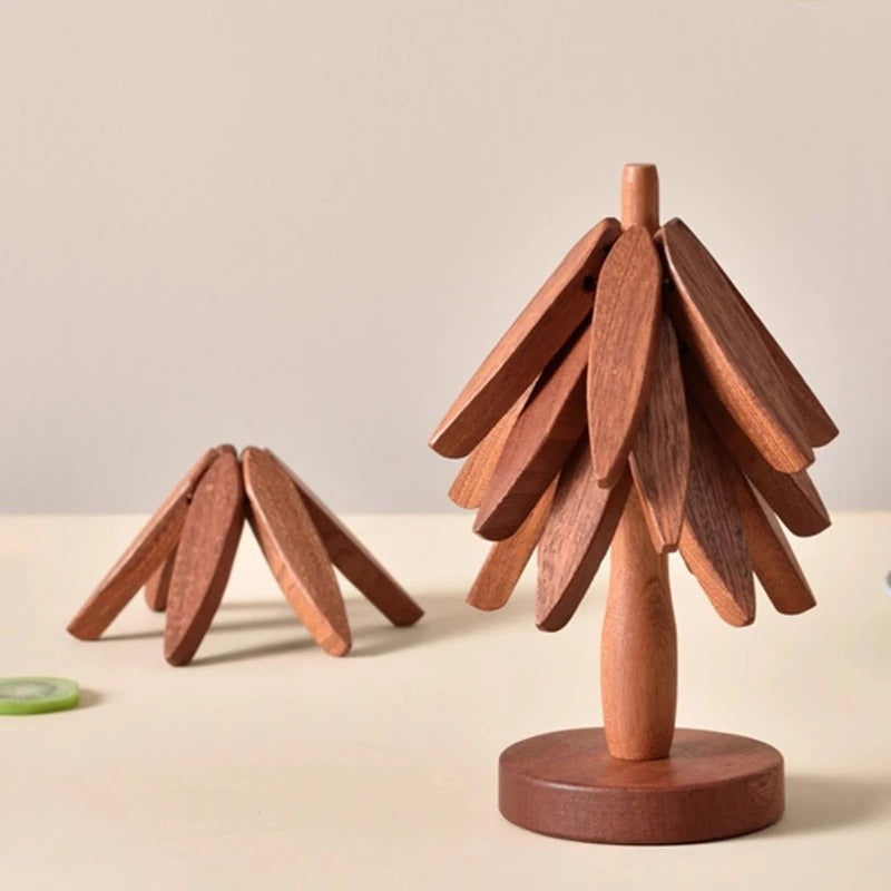 Natural Wood Coaster and Trivet Gift Set