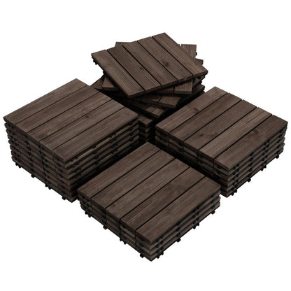 Easy Fit Wooden Decking Tiles for Patio 27 Pieces