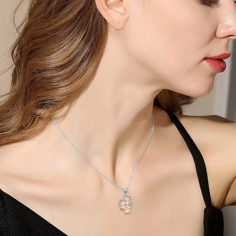 Lovely Mom Daughter Heart Necklace