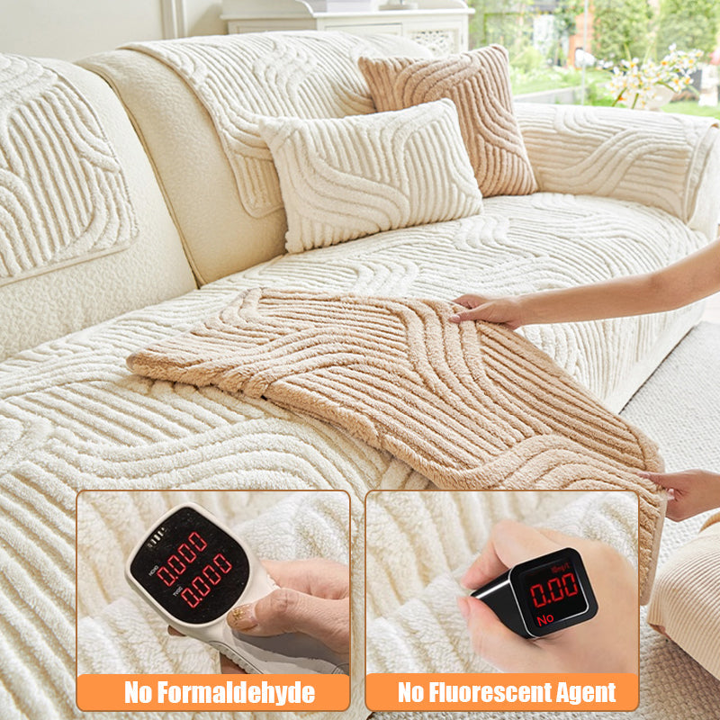 Soft Pet Friendly Sofa Slipcover with Wave Pattern