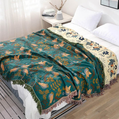 Soft Plush Bird Pattern Throw Blanket - Halri