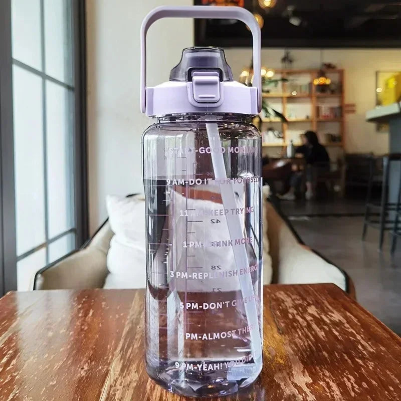 Insulated 2L Water Bottle with Straw and Measurement Marks