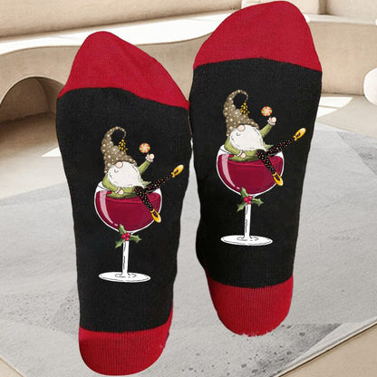 Fun Holiday Gnome Wine Socks - Halri