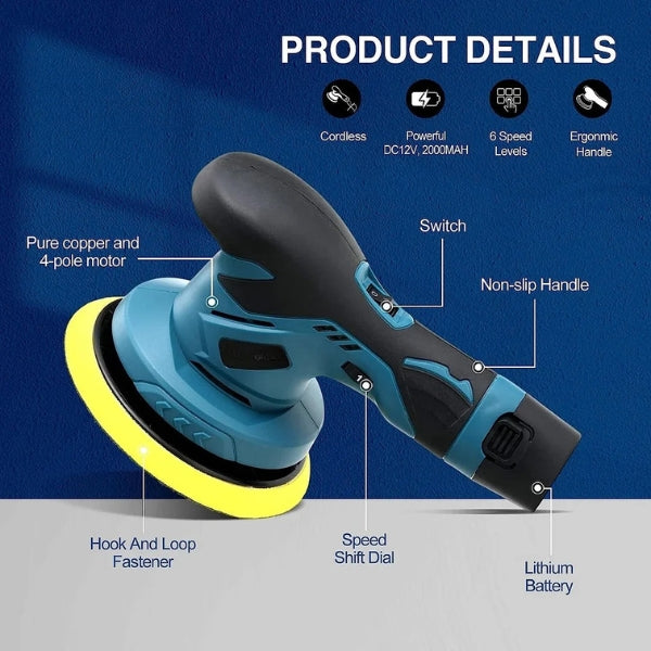 Portable Auto Buffer Polisher | 6-Speed Adjustable, Compact & Long Lasting