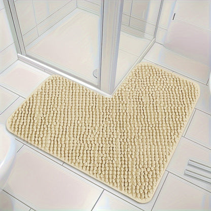 Soft L-Shaped Bathroom Mat with Non-Slip Bottom
