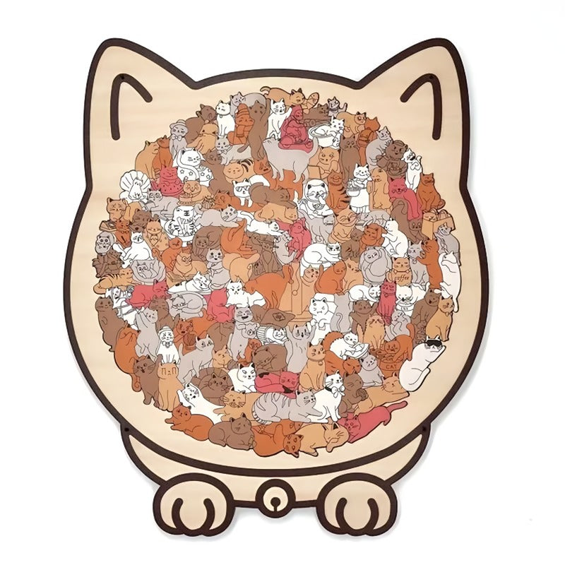Challenging 135pc Natural Wood Kitty Jigsaw Puzzle