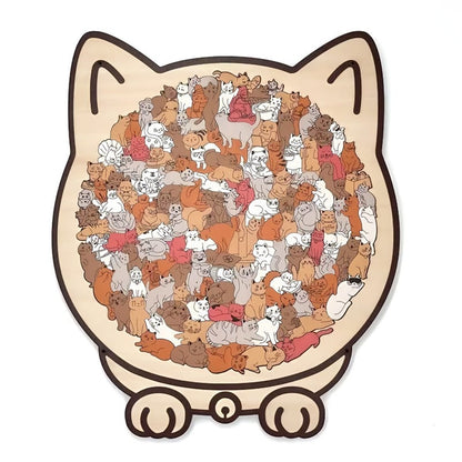 Challenging 135pc Natural Wood Kitty Jigsaw Puzzle